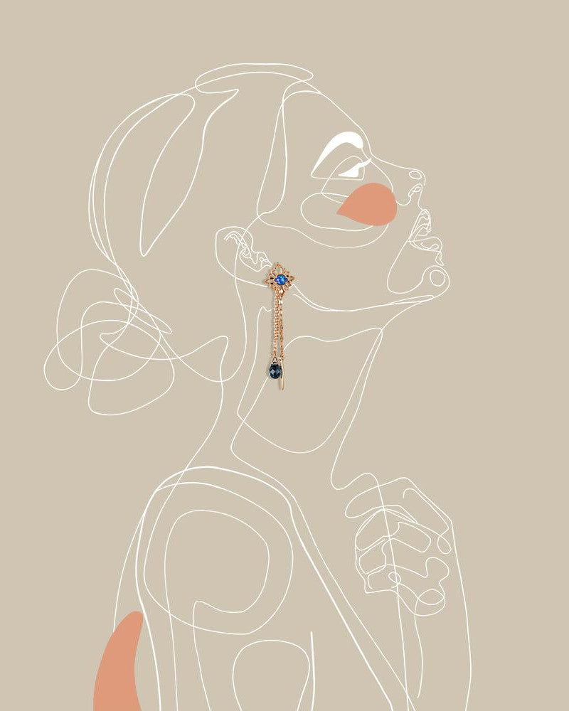 Lab Opal & London Blue Topaz Rose Gold Earrings - Felicegals 丨Wedding ring 丨Fashion ring 丨Diamond ring 丨Gemstone ring--Felicegals