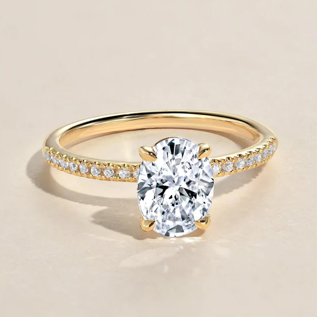 1.5ct Moissanite Pave Classic Solitaire Ring