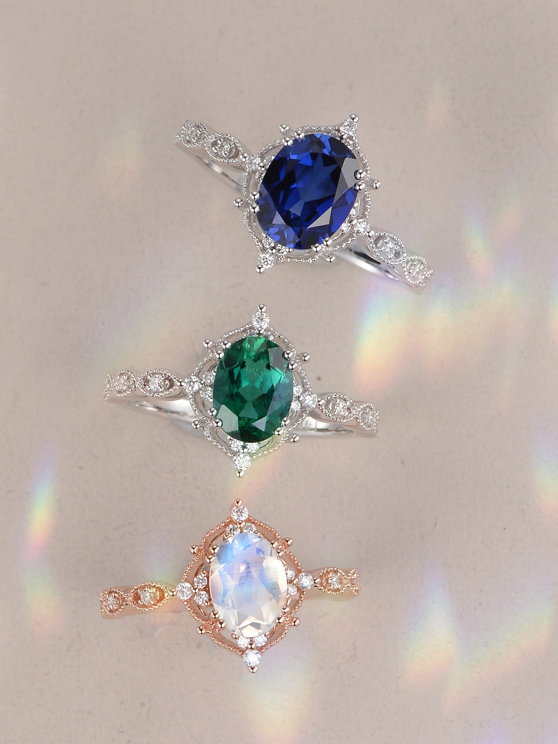 unique engagement rings, moissanite bridal sets