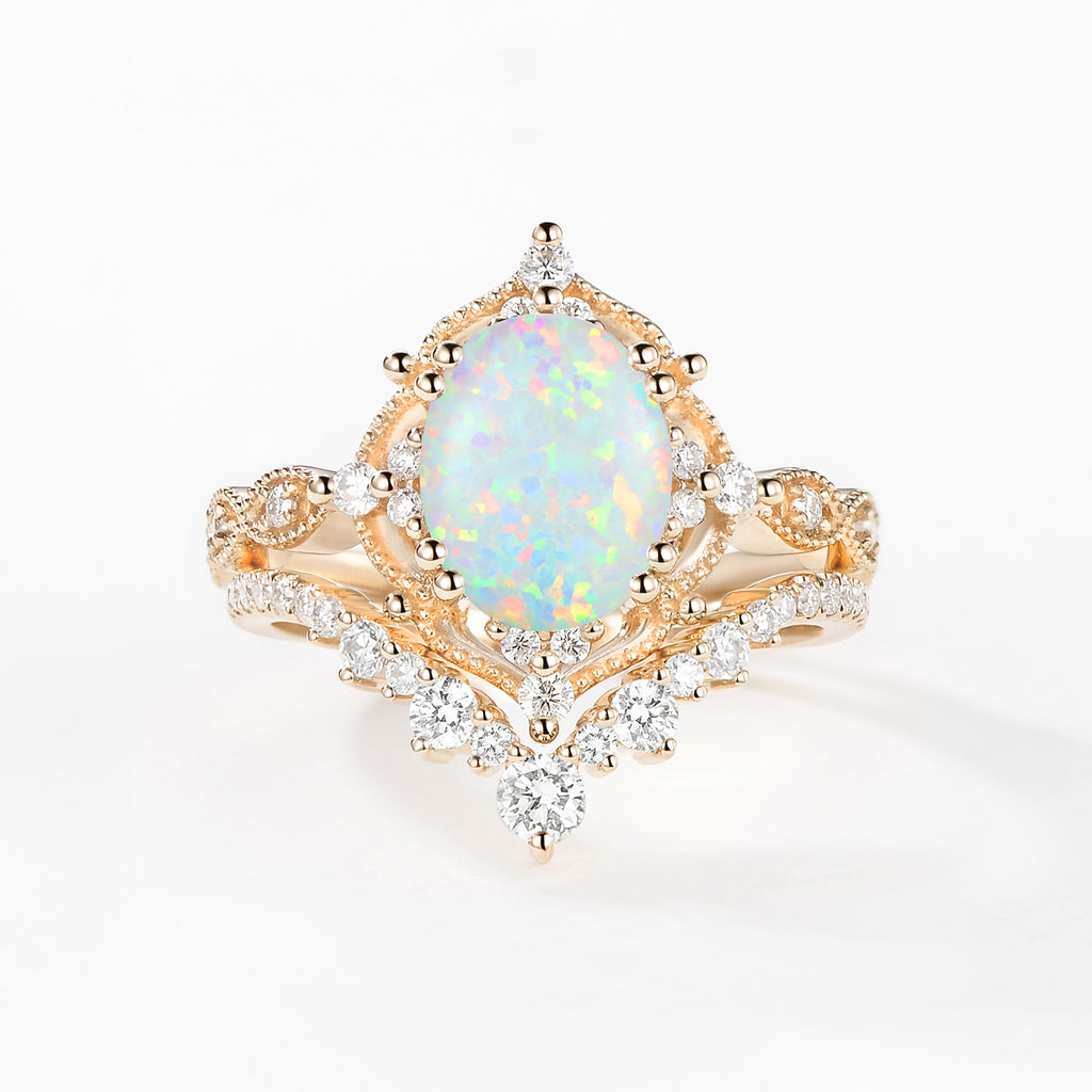 2.0ct Signature Vintage Opal Big Ring Set 2pcs - Charlotte