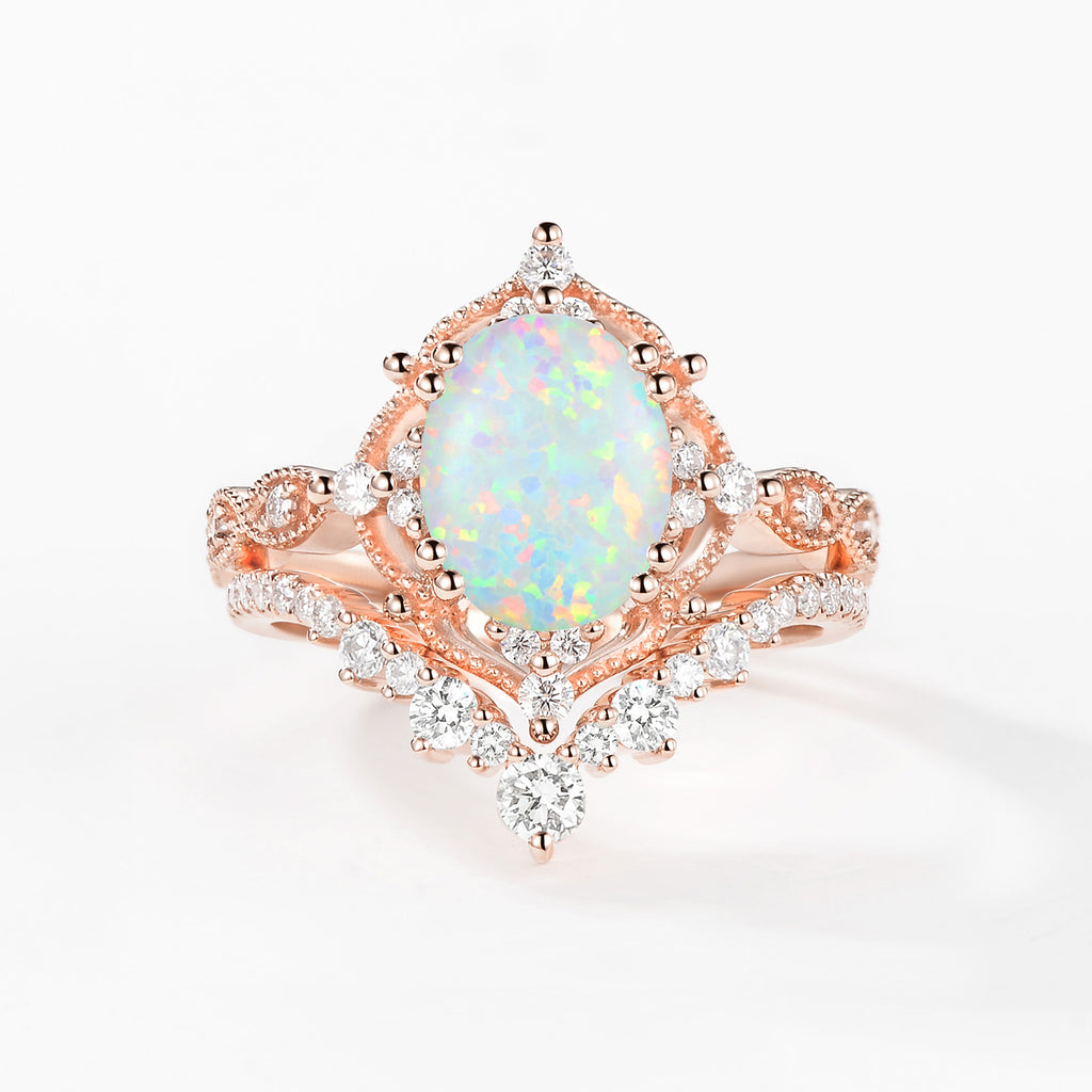 2.0ct Signature Vintage Opal Big Ring Set 2pcs - Charlotte