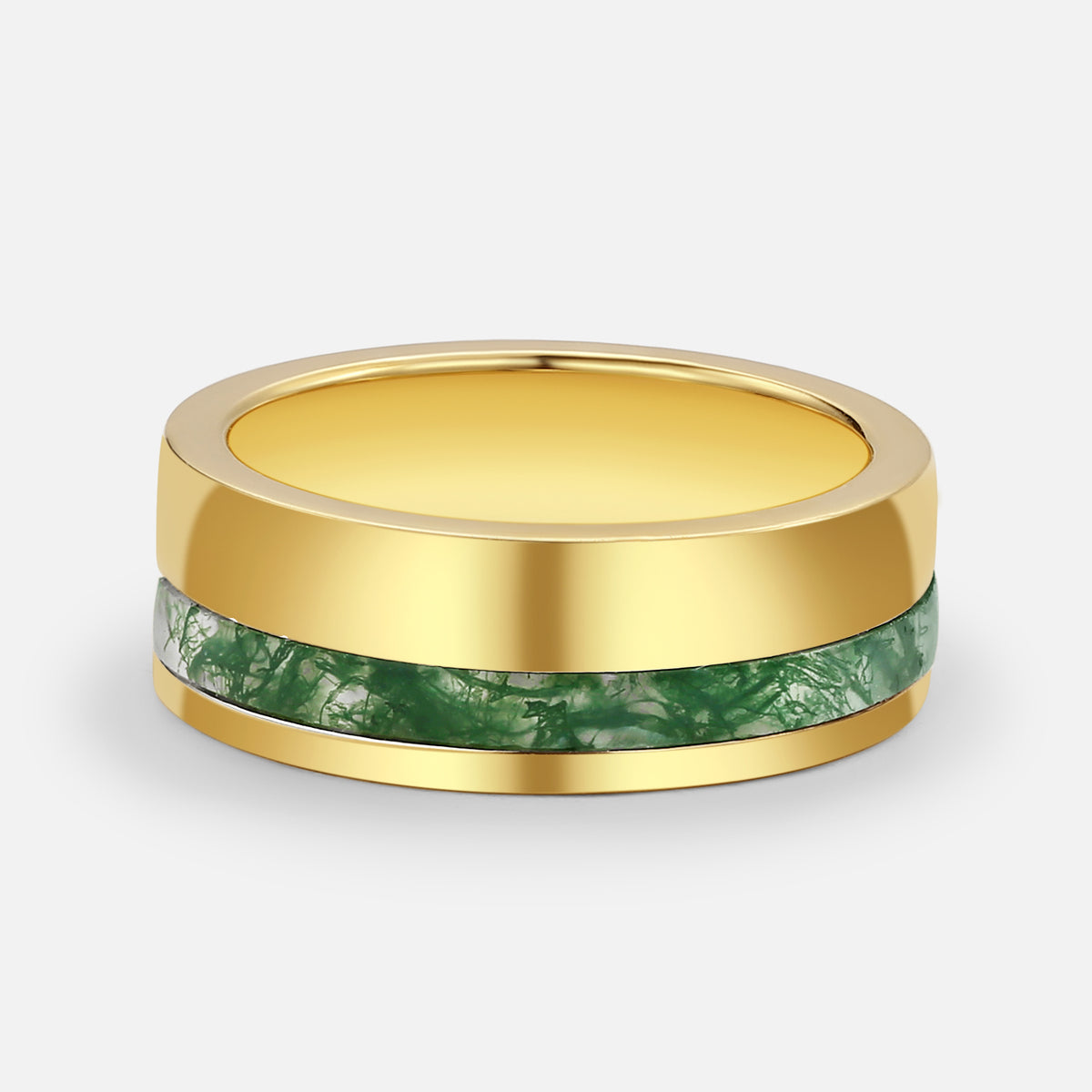 Moss Agate Minimalist Inlay Couple Men's Wedding Band – Felicegals