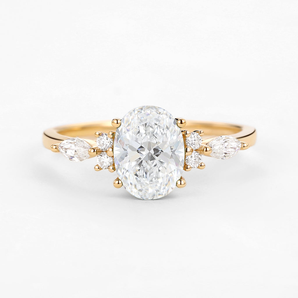 1.5ct Oval Cut Lab Grown Diamond Yellow Gold Engagement Ring