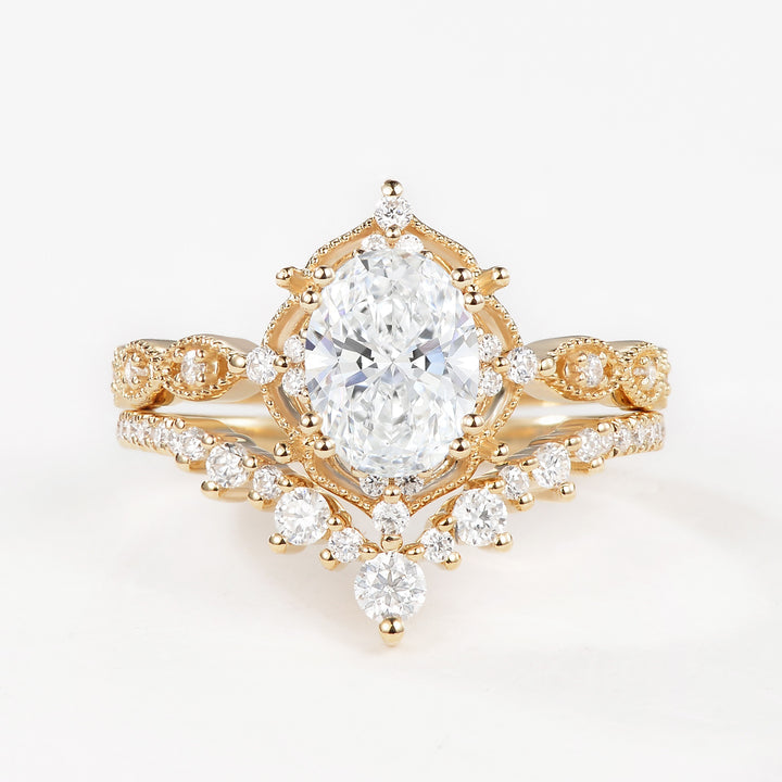 1.5ct Lab Grown Diamond Signature Vintage Ring Set 2pcs - Charlotte