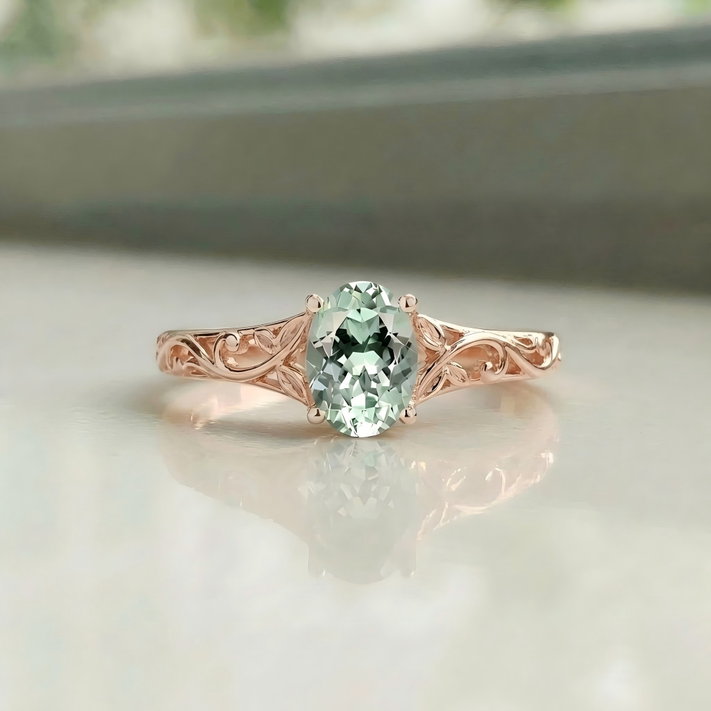 Oval Cut · Engraved Black Gold
