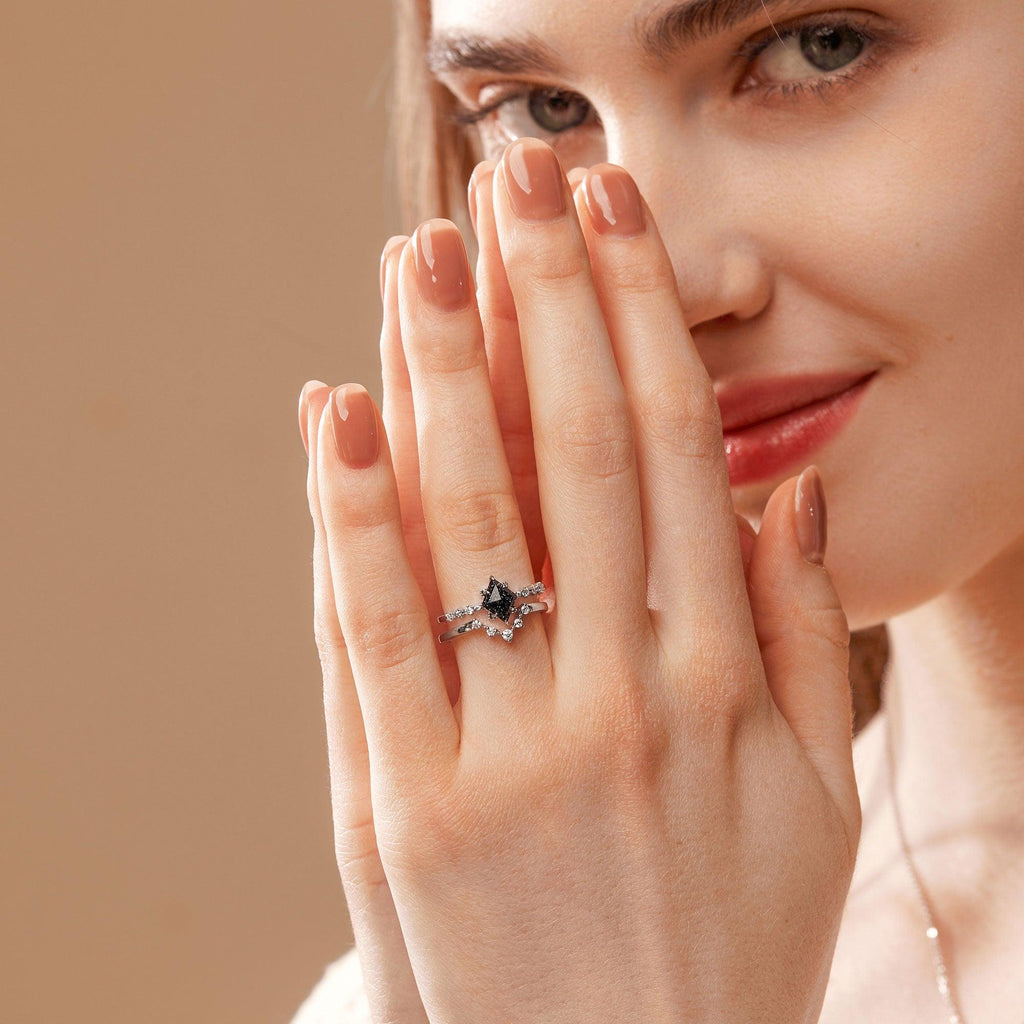 Blue Sandstone Vintage Ring Set 2pcs - Felicegals 丨Wedding ring 丨Fashion ring 丨Diamond ring 丨Gemstone ring