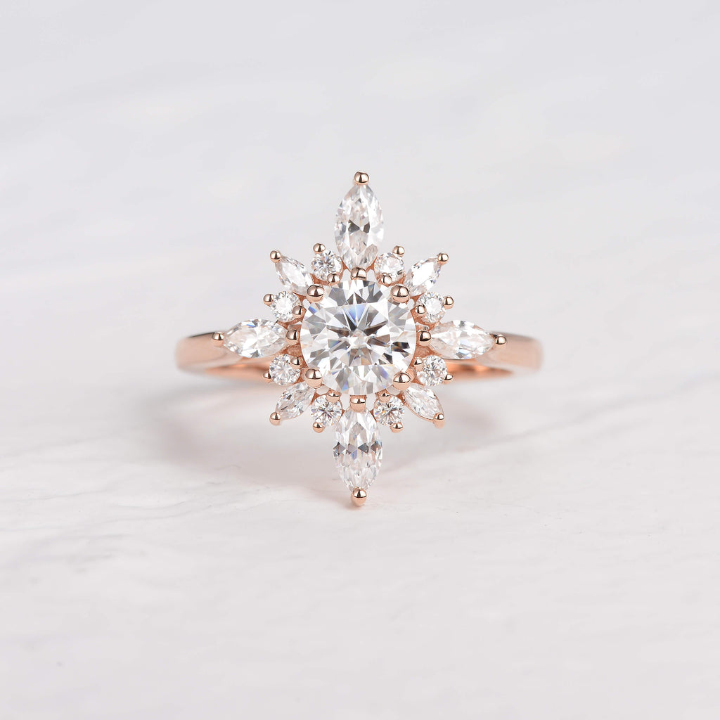 Flower Marquise Moissanite Rose Gold Ring - Felicegals 丨Wedding ring 丨Fashion ring 丨Diamond ring 丨Gemstone ring--Felicegals