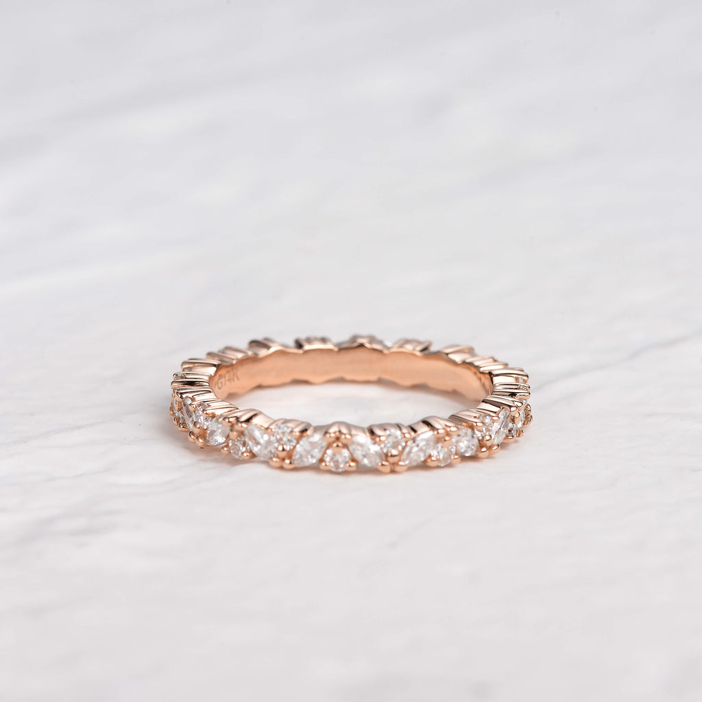Moissanite Cluster Wedding Band Ring - Felicegals 丨Wedding ring 丨Fashion ring 丨Diamond ring 丨Gemstone ring--Felicegals