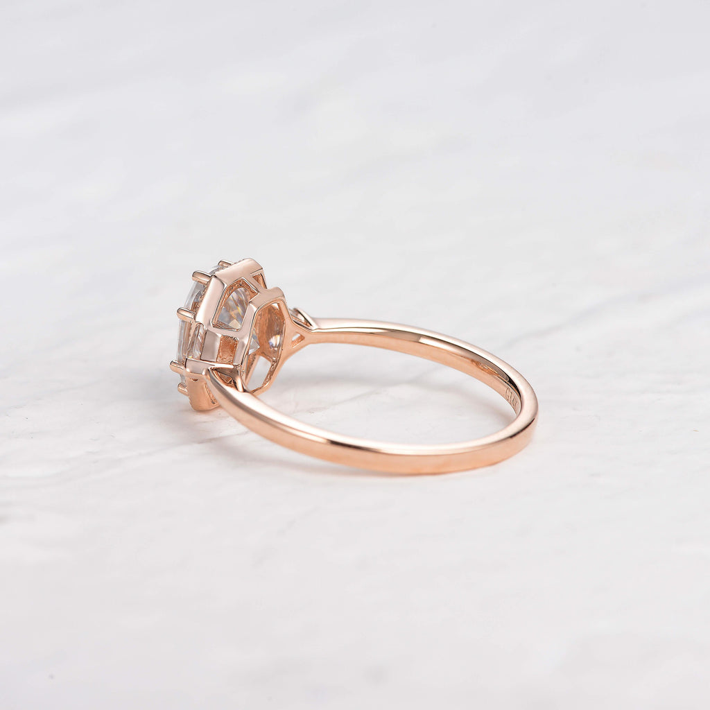 Geometric Moissanite Yellow Gold Vintage Ring - Felicegals 丨Wedding ring 丨Fashion ring 丨Diamond ring 丨Gemstone ring--Felicegals