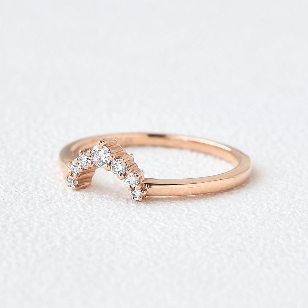 Moissanite Curved Rose Gold Wedding Ring - Felicegals