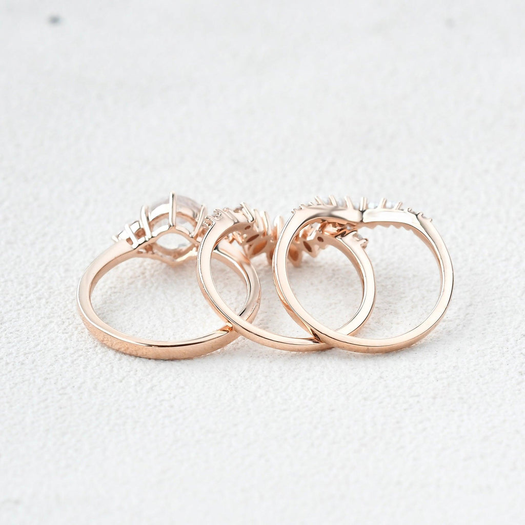 Moonstone & Opal & Pearl Vintage Ring Set 3pcs - Felicegals 丨Wedding ring 丨Fashion ring 丨Diamond ring 丨Gemstone ring