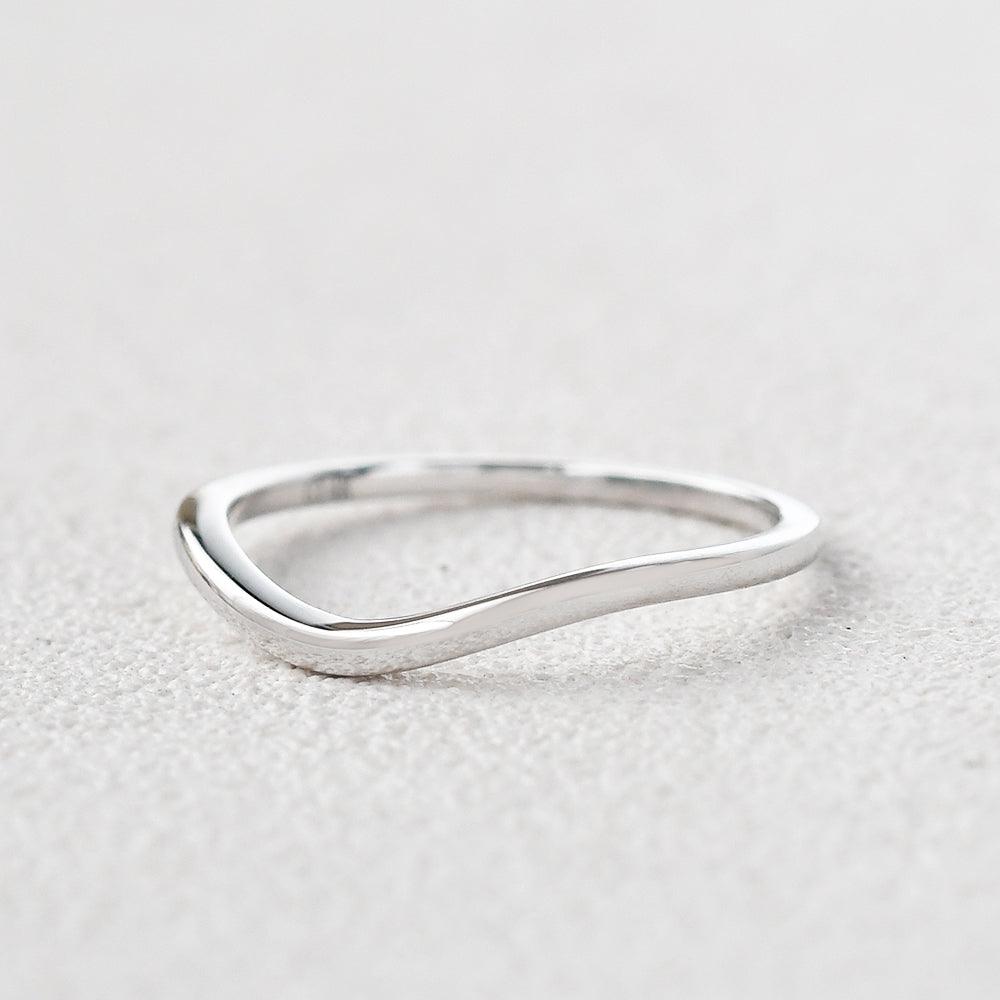 Minimalist Wave Rose Gold Promise Ring - Felicegals 丨Wedding ring 丨Fashion ring 丨Diamond ring 丨Gemstone ring--Felicegals