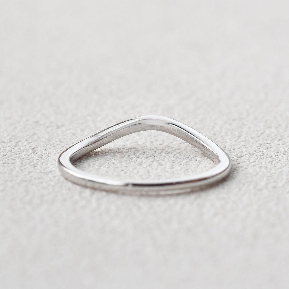 Minimalist Wave Rose Gold Promise Ring - Felicegals 丨Wedding ring 丨Fashion ring 丨Diamond ring 丨Gemstone ring--Felicegals