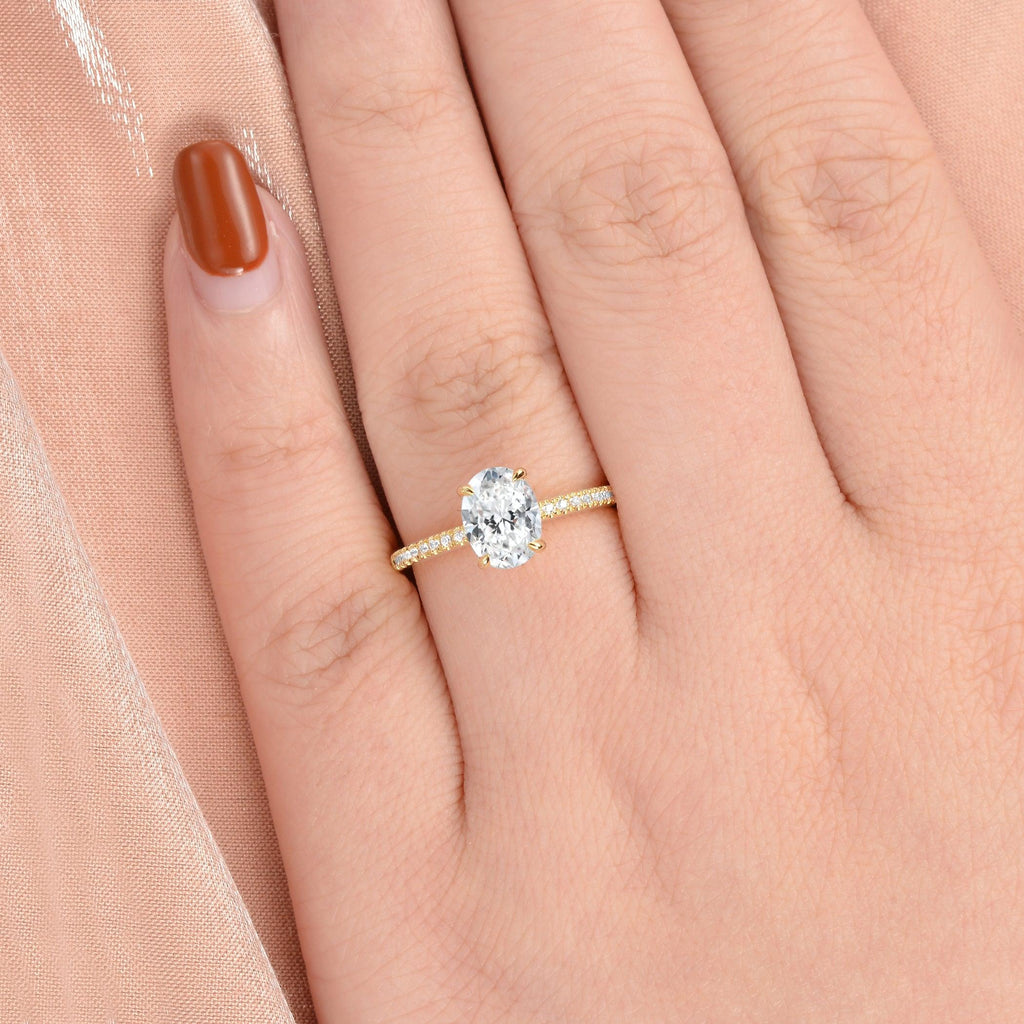 1.5ct Moissanite Pave Classic Solitaire Ring - Felicegals 丨Wedding ring 丨Fashion ring 丨Diamond ring 丨Gemstone ring