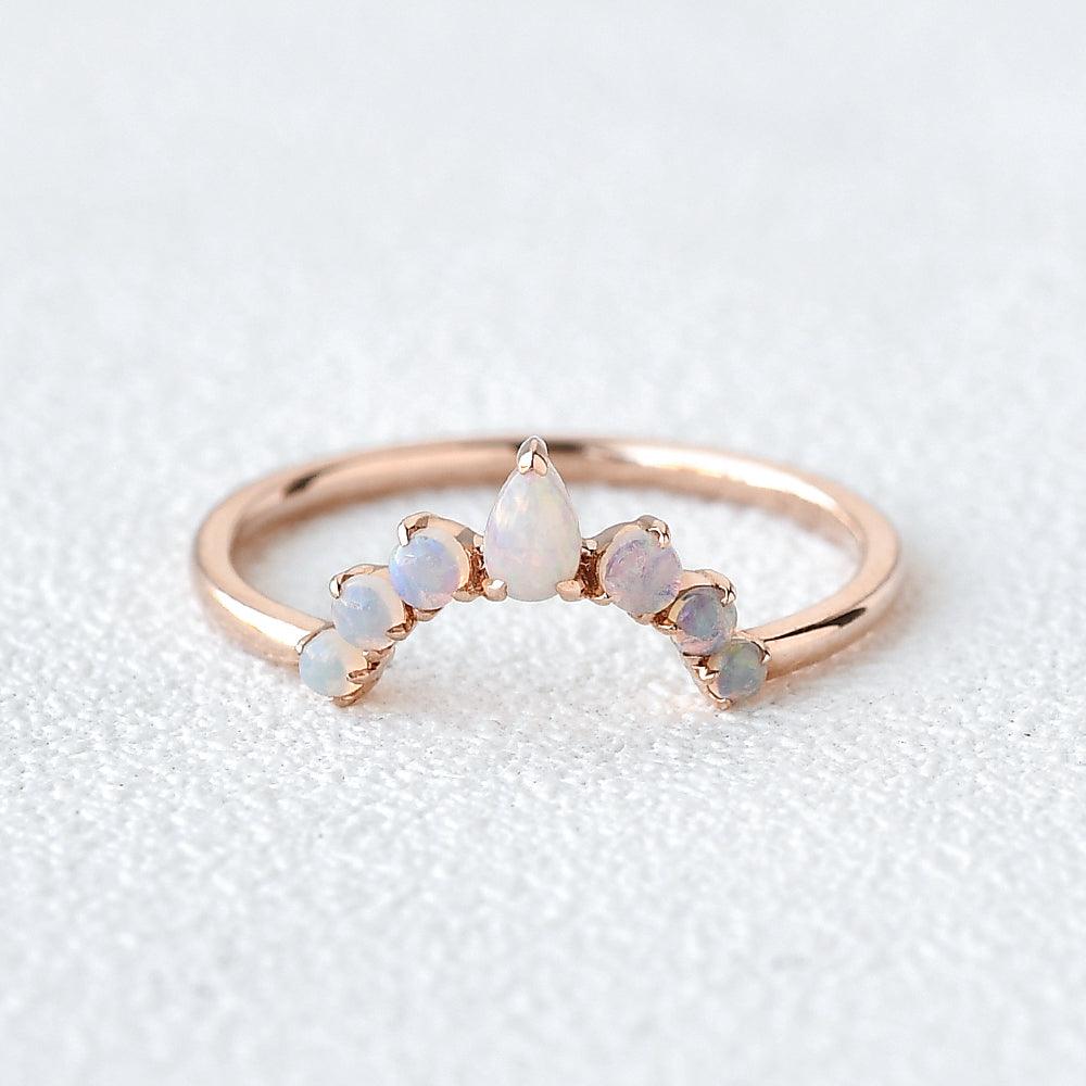 Pear Shaped Opal Stacking Ring - Felicegals
