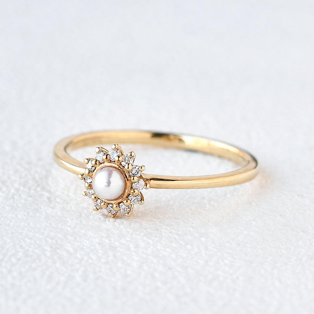 Mini Natural Pearl Yellow Gold Ring - Felicegals