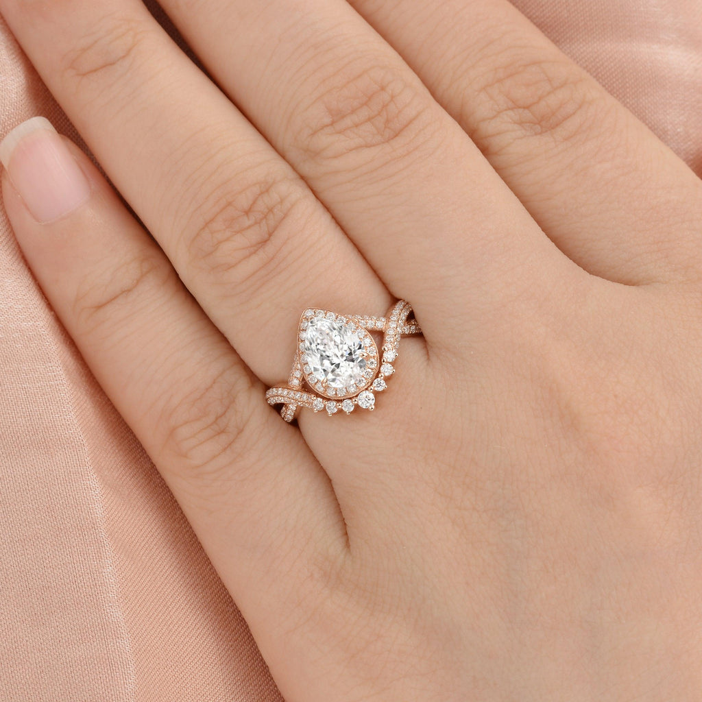 1.3ct Pear Shaped Lab Diamond Infinity Gold Ring - Felicegals 丨Wedding ring 丨Fashion ring 丨Diamond ring 丨Gemstone ring--Felicegals 丨Wedding ring 丨Fashion ring 丨Diamond ring 丨Gemstone ring