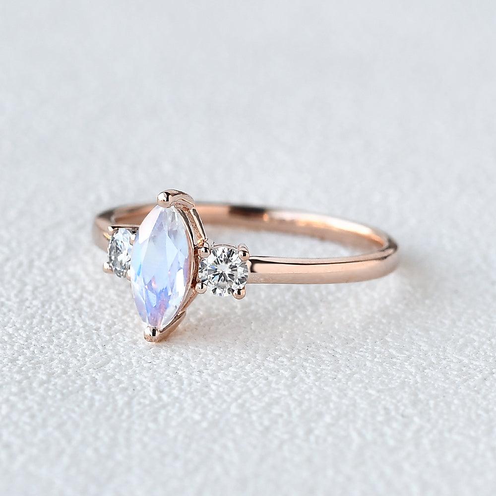 Minimalist  Moonstone Wedding Ring - Felicegals