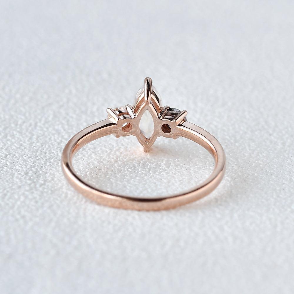 Minimalist  Moonstone Wedding Ring - Felicegals