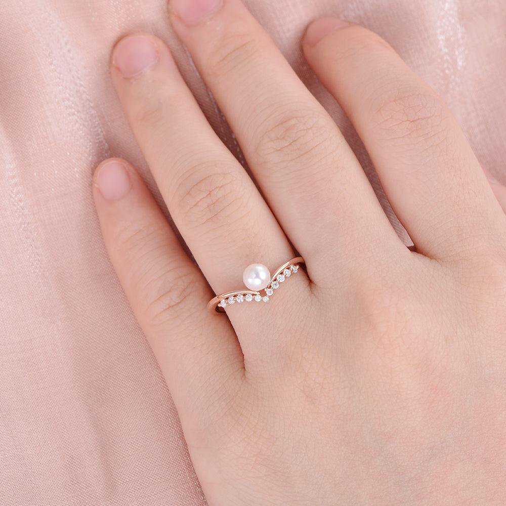 Pearl Vintage Cluster Rose Gold Ring - Felicegals 丨Wedding ring 丨Fashion ring 丨Diamond ring 丨Gemstone ring--Felicegals