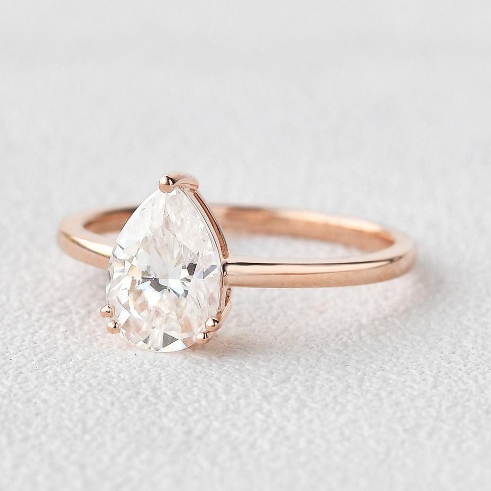 Pear Shaped Moissanite Solitaire Ring - Felicegals