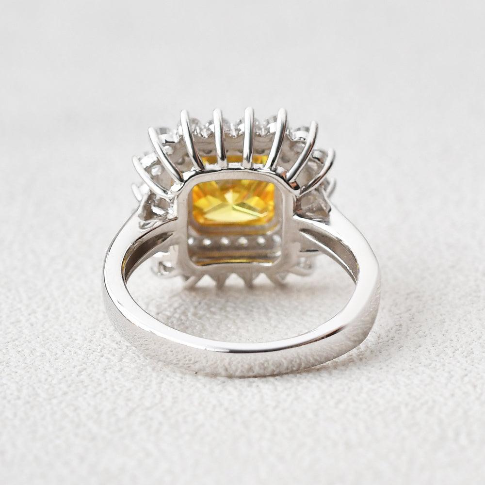 8mm Yellow Moissanite Inspired Halo Ring - Felicegals