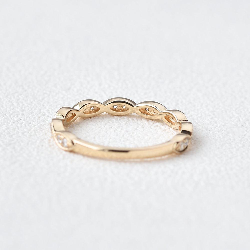 Moissanite Yellow Gold Stacking Ring - Felicegals