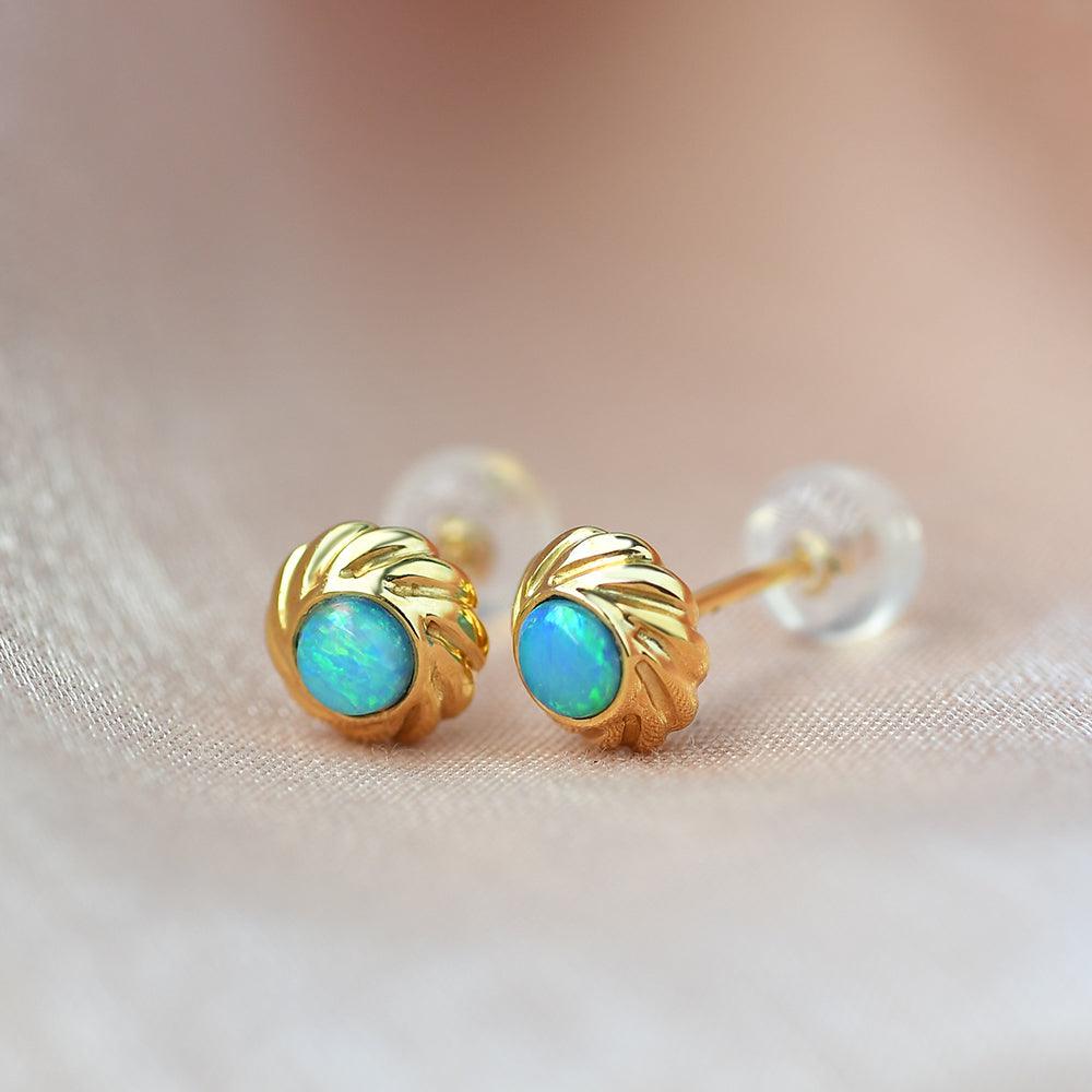 Natural Opal Vintage Yellow Gold Earrings - Felicegals 丨Wedding ring 丨Fashion ring 丨Diamond ring 丨Gemstone ring--Felicegals