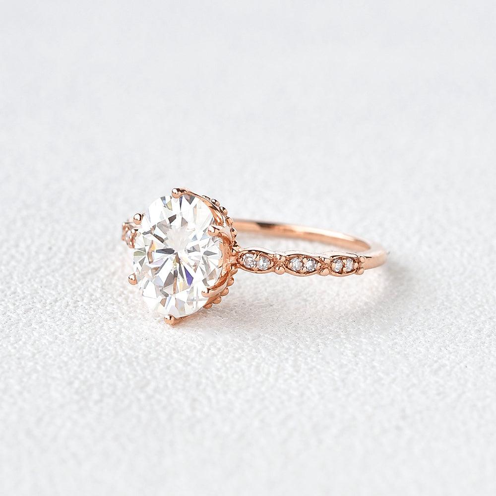 1.33ct Oval Cut Moissanite Rose Gold Ring - Felicegals 丨Wedding ring 丨Fashion ring 丨Diamond ring 丨Gemstone ring--Felicegals
