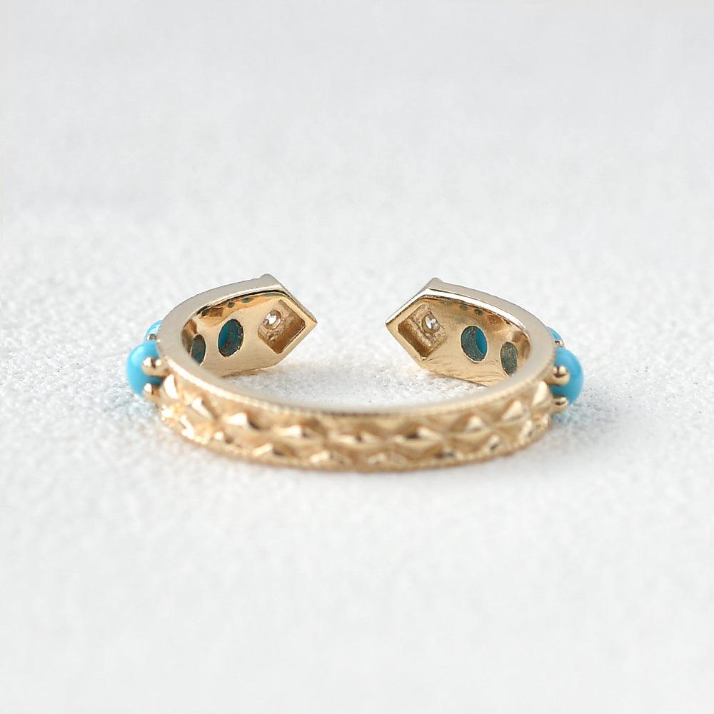 Turquoise & Dimond Rose Gold Ring - Felicegals