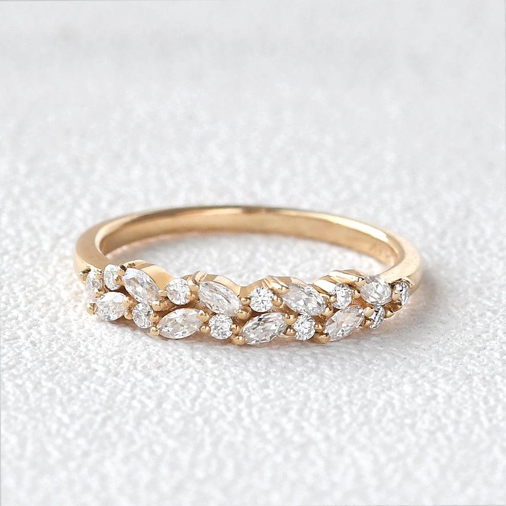 Marquise Shaped Moissanite Wedding Band - Felicegals