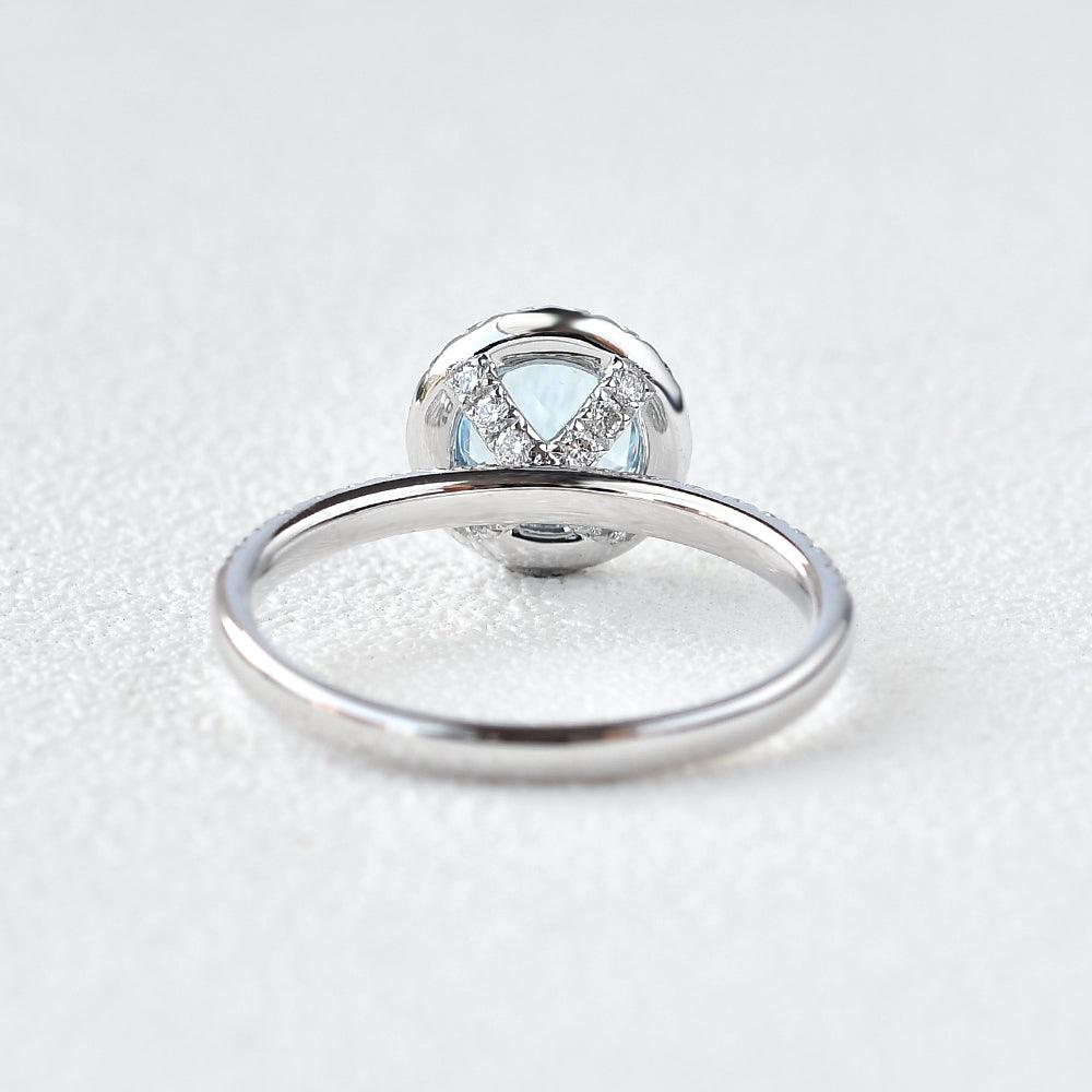 Aquamarine & Moissanite White Gold Wedding Ring - Felicegals