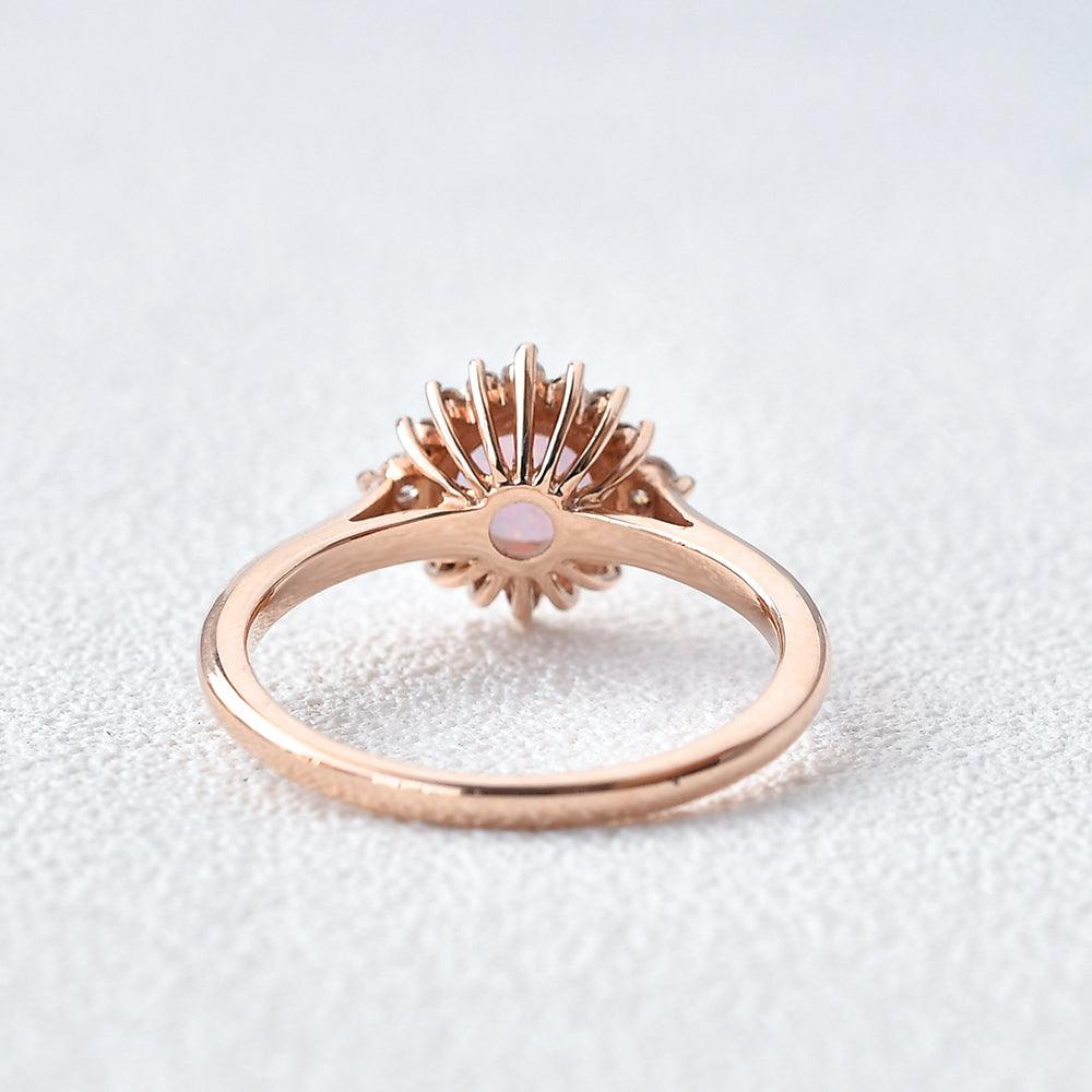Lab Opal & Moissanite Rose Gold Ring - Felicegals