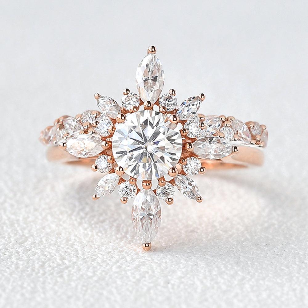 Marquise Cut Moissanite Blossom Engagement Ring