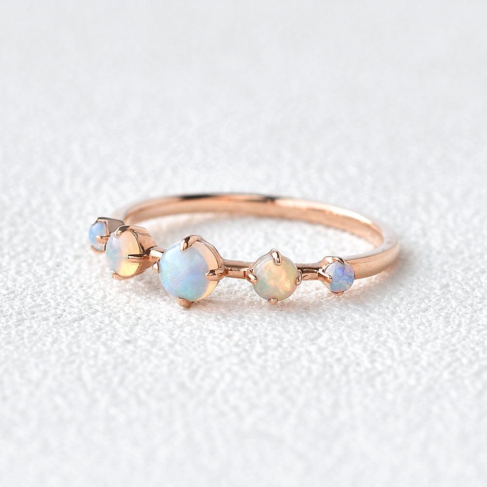 Natural Opal Band Rose Gold Ring - Felicegals