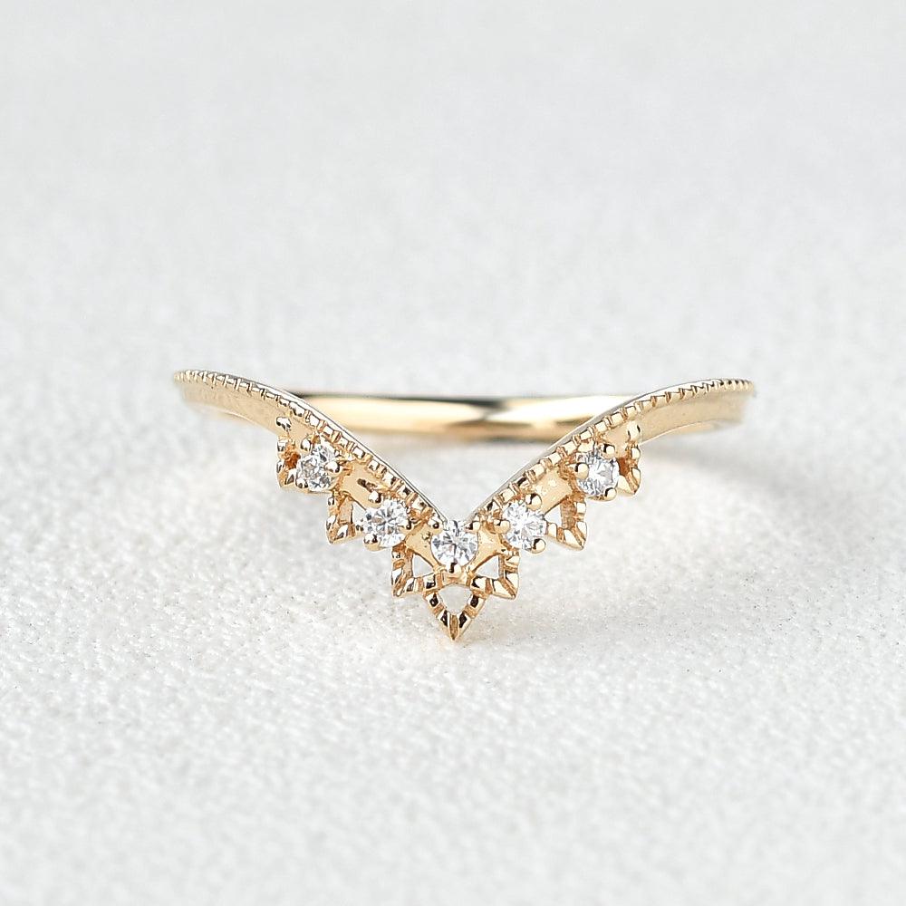 Moissanite Stacking Yellow Gold Ring - Felicegals