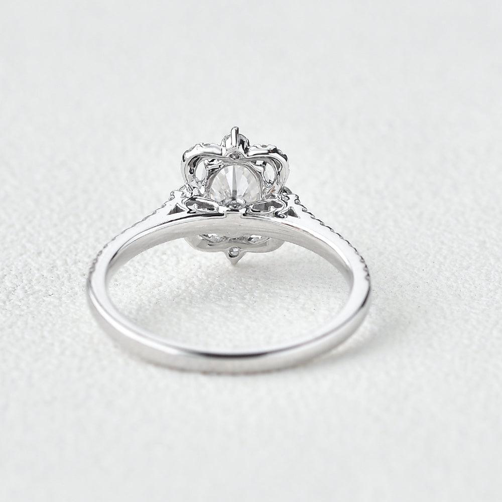 Oval Moissanite White Gold Antique Ring - Felicegals