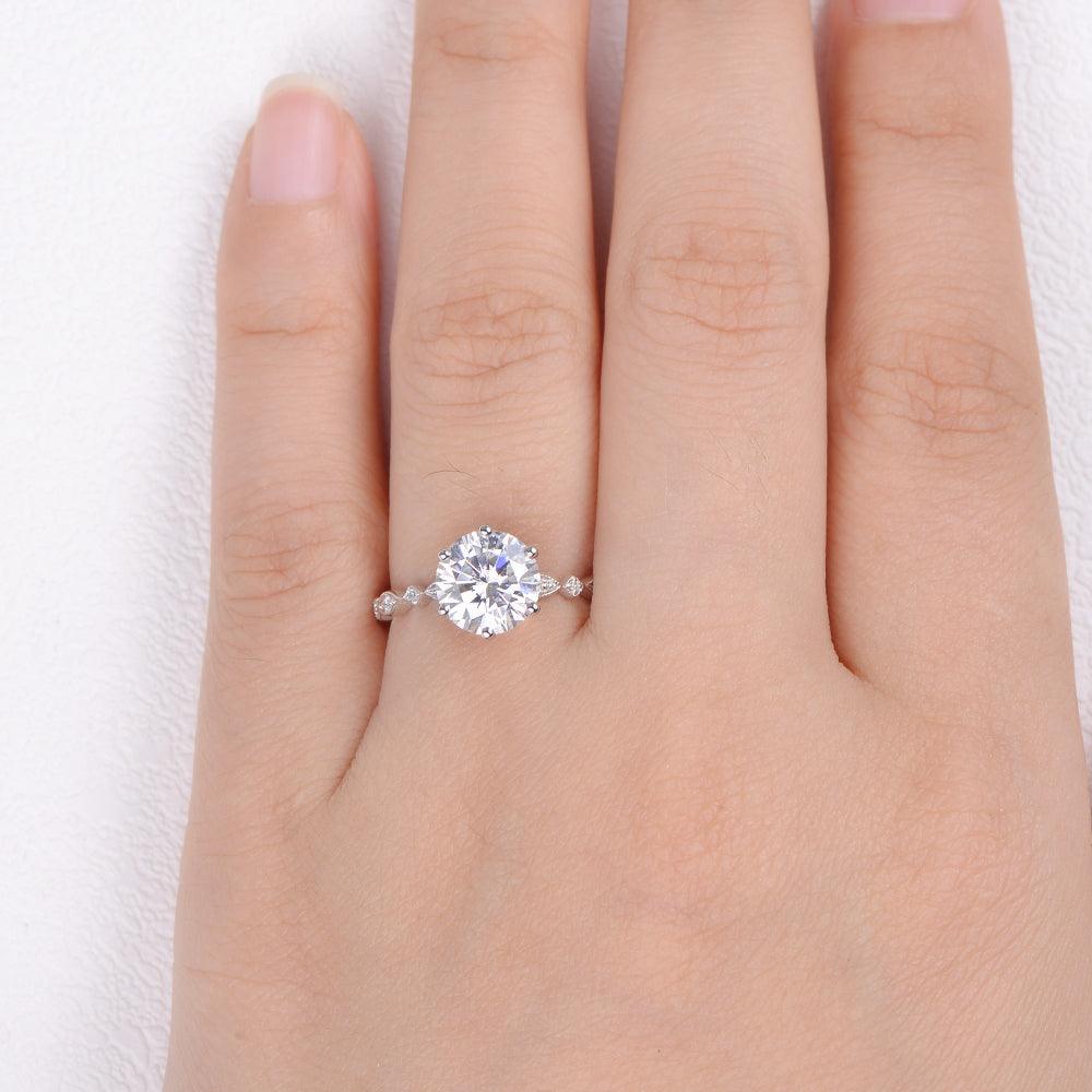 1ct Moissanite White Gold Six Prongs Ring - Felicegals