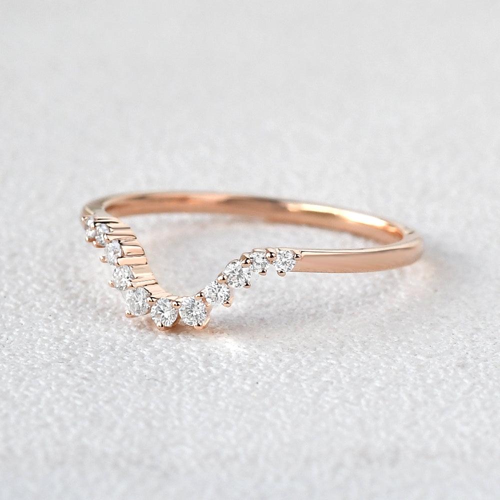 Rose Gold Moissanite Curved Wedding Band - Felicegals