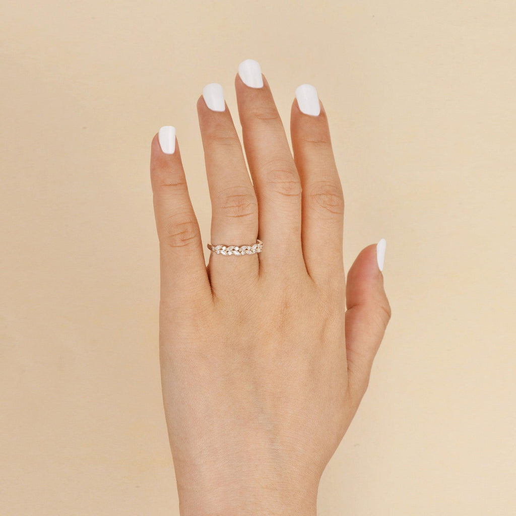 Marquise Shaped Moissanite Wedding Band - Felicegals 丨Wedding ring 丨Fashion ring 丨Diamond ring 丨Gemstone ring