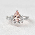 Peachy Morganite & Moissanite Ring Set 2pcs - Felicegals