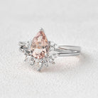 Peachy Morganite & Moissanite Ring Set 2pcs - Felicegals