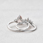 Peachy Morganite & Moissanite Ring Set 2pcs - Felicegals