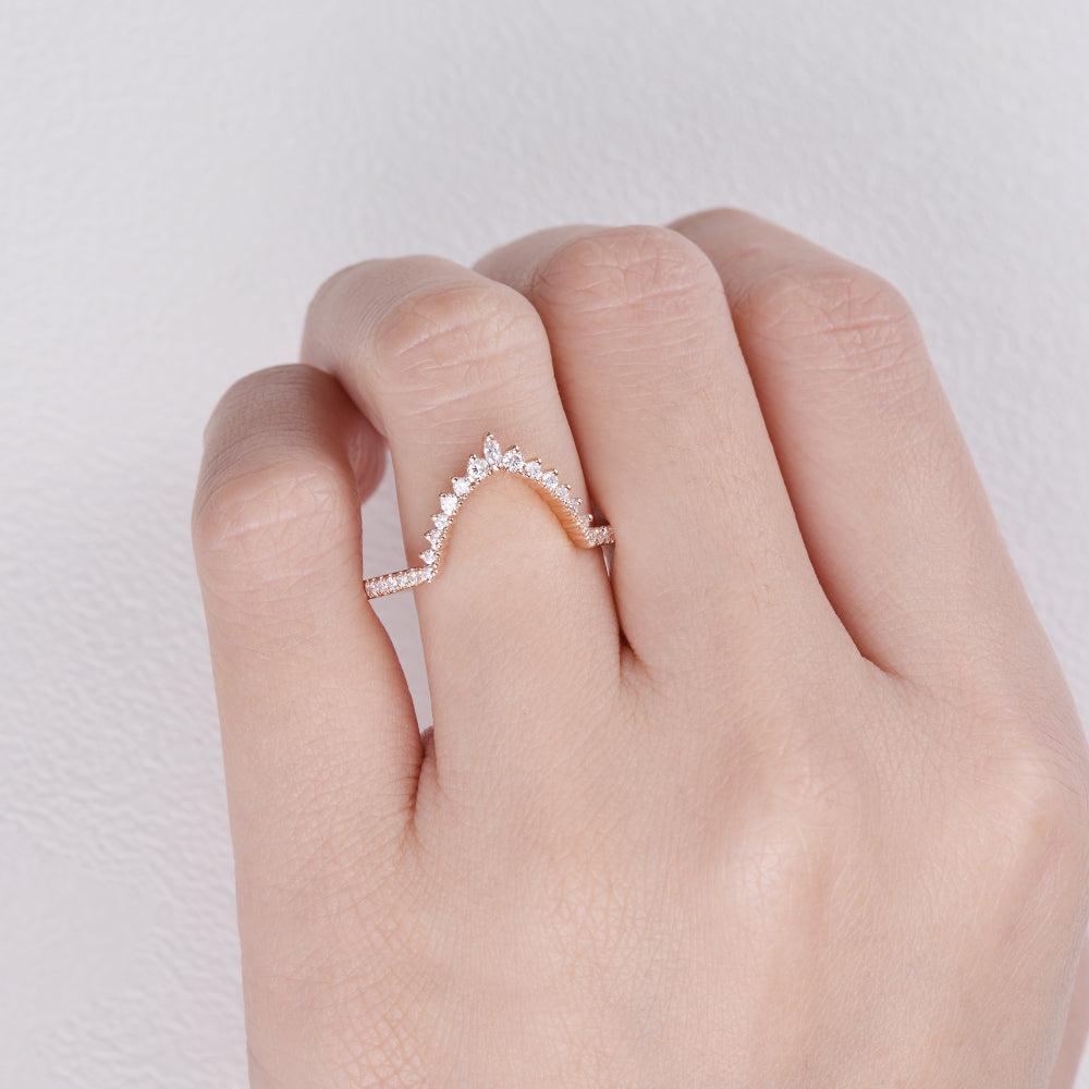 Marquise Moissanite Stacking Rose Gold Ring - Felicegals
