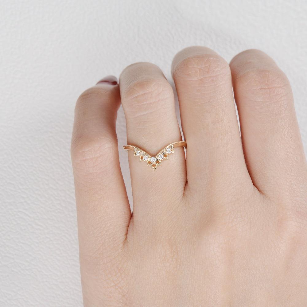 Moissanite Stacking Yellow Gold Ring - Felicegals