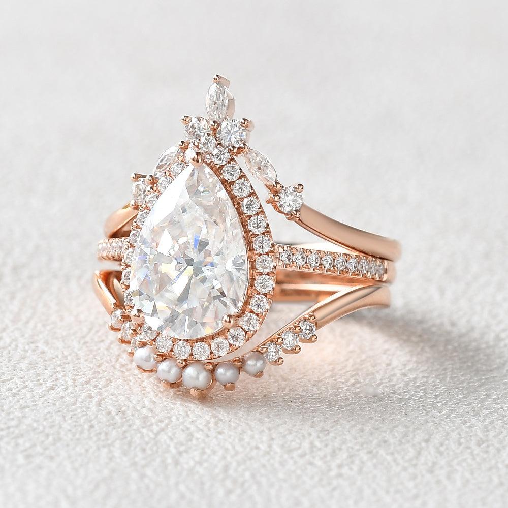 3.5ct Moissanite Inspired Ring Set 3pcs - Felicegals 丨Wedding ring 丨Fashion ring 丨Diamond ring 丨Gemstone ring--Felicegals