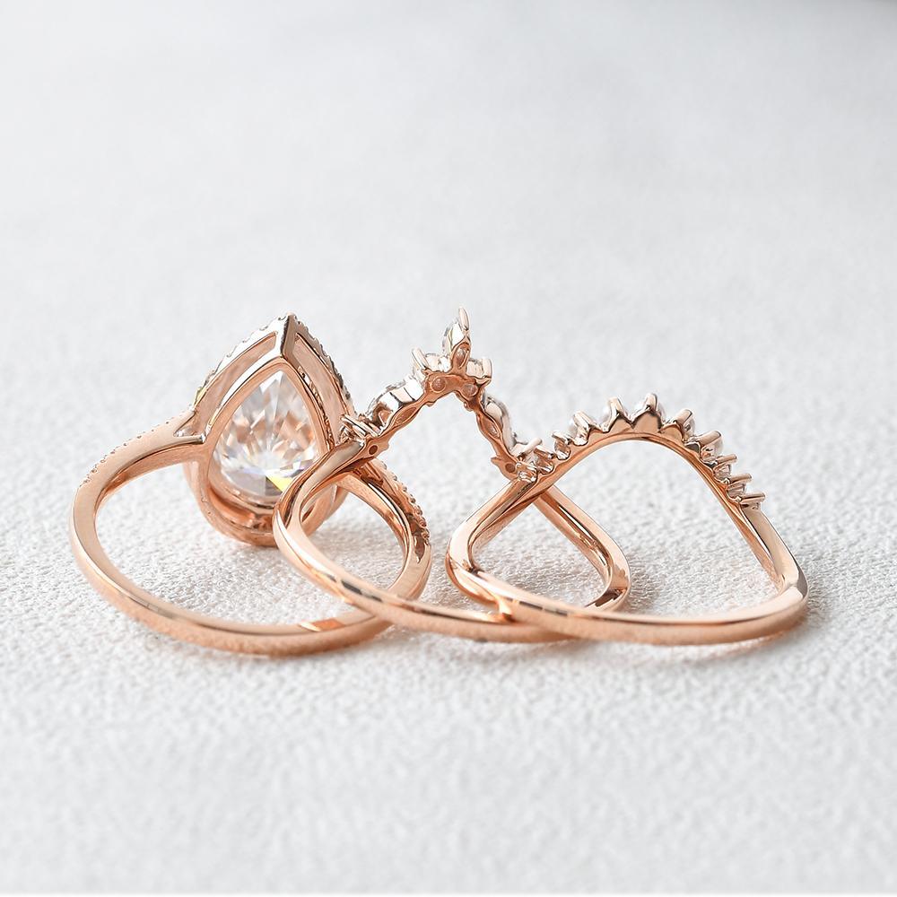 3.5ct Moissanite Inspired Ring Set 3pcs - Felicegals 丨Wedding ring 丨Fashion ring 丨Diamond ring 丨Gemstone ring--Felicegals