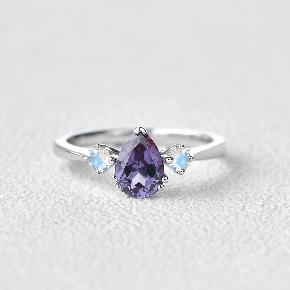 Lab Alexandrite & Moonstone White Gold Ring – Felicegals