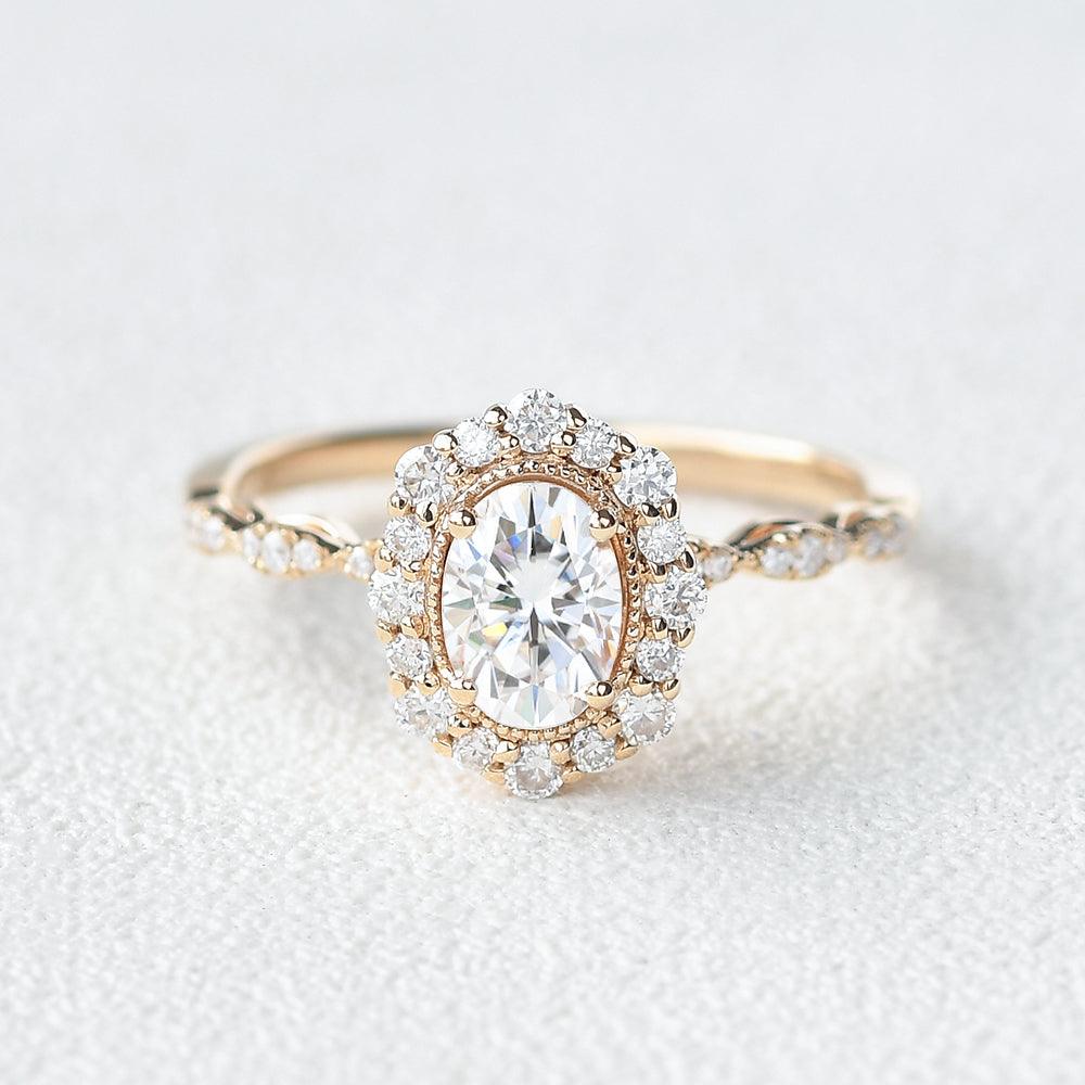 1ct Moissanite Yellow Gold Stacking Ring - Felicegals
