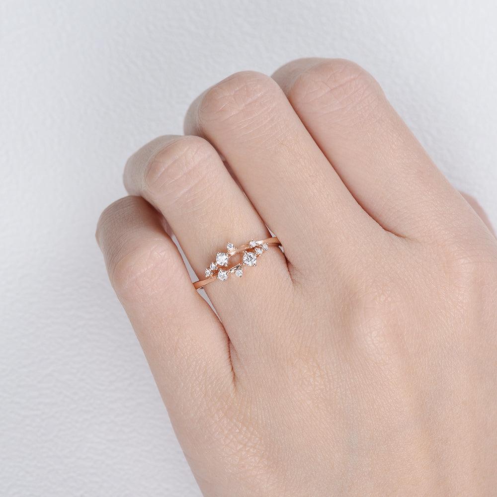 Moissanite Stacking Band Rose Gold Ring - Felicegals